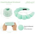 CUBACO Spa Headband and Wristband Set for Women with Ice Jade Roller and Gua Sha, Skin Care Set Tools Puffy Makeup Headband Teen Girl Gifts Trendy Stuff Hair Accessories for Women - Image 6