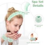 CUBACO Spa Headband and Wristband Set for Women with Ice Jade Roller and Gua Sha, Skin Care Set Tools Puffy Makeup Headband Teen Girl Gifts Trendy Stuff Hair Accessories for Women - Image 7