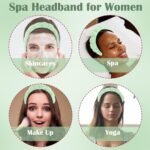 CUBACO Spa Headband and Wristband Set for Women with Ice Jade Roller and Gua Sha, Skin Care Set Tools Puffy Makeup Headband Teen Girl Gifts Trendy Stuff Hair Accessories for Women - Image 9