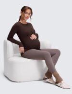 CRZ YOGA Butterluxe Maternity Crewneck Long Sleeve Shirts - Athletic Yoga Casual Pregnancy Womens Tee Tops Basic Layer Soft - Image 4