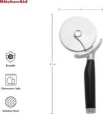 KitchenAid Classic Pizza Wheel with Sharp Blade For Cutting Through Crusts, Pies and More, Built In Finger Guard for Safety and Comfort Grip to Protect Fingers, Dishwasher Safe, 9-Inch, Black - Image 3