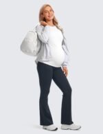 CRZ YOGA Butterluxe Maternity Flare Leggings Pockets 31'' - Workout Yoga Bootcut Pregnancy Womens Pants Over The Belly - Image 4