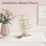 pickpiff Gold Jewelry Stand Holder Organizer: 12.5" Sturdy Hanger for 80 Pcs Jewelry, Jewlery Tower for Display Necklace, Earring, Bracelet, Watch - Image 7