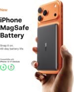 TORRAS MiniMag Power Bank, Ultra Slim 5,000mAh Wireless Portable Charger with USB-C Cable, Fast Charging iPhone Air Magnetic Battery Pack, Compatible for iPhone 17/16/15/14/13/12, Glacier Gray - Image 3