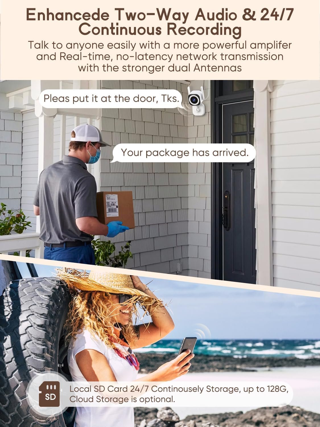 Dual-Antenna Stable 5G WiFi Cameras for Home Security,4X Zoom 2K Outdoor Indoor Security Camera,Baby/Pet Monitor wih Color Night Vision,Motion Detection,2-Way Talk,Siren,IP66,SD Card/Cloud - Image 4