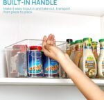 Vtopmart Clear Plastic Pantry Organizer Bins, 4 PCS Food Storage Bins with Handle for Refrigerator, Fridge, Cabinet, Kitchen, Countertops, Cupboard, Freezer Organization and Storage, BPA Free, Large - Image 5