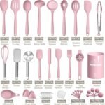 Silicone Cooking Kitchen Utensil Set, AIKKIL 43 Pcs Pink Cooking Utensils Set, Turner, Tongs, Spoon, Spatula, Kitchen Gadgets Tools Set For Nonstick Cookware, Heat Resistant (Dishwasher, BPA Free) - Image 3
