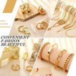 Henoyso 16 Pcs Gold Jewelry for Women Necklaces, Bracelets, Earrings, Knuckle Rings for Valentine's Wedding Parties Anniversary Friendship Birthday Gift - Image 4