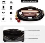 Black Shoulder Bag for Women Cute Hobo Cherry Purse Retro Clutch Underarm Handbag with Removable Straps - Image 4