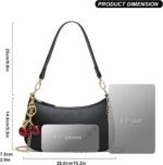 Black Shoulder Bag for Women Cute Hobo Cherry Purse Retro Clutch Underarm Handbag with Removable Straps - Image 6