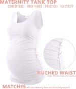 Peauty "Long Enough to Cover Hip Maternity Side Ruch Tank Tops/Basic Maternity Tops for Summer Casual Wear (S-3XL) - Image 3
