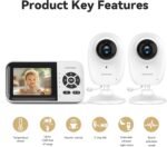 ebemate WiFi Video Baby Monitor with 2 Camera,2.8" Display with 1200Ft Long Range,WiFi On/Off,1080P No Glow Night Vision,2-Way Talk Baby Cam Monitoring EBS28-2 - Image 3