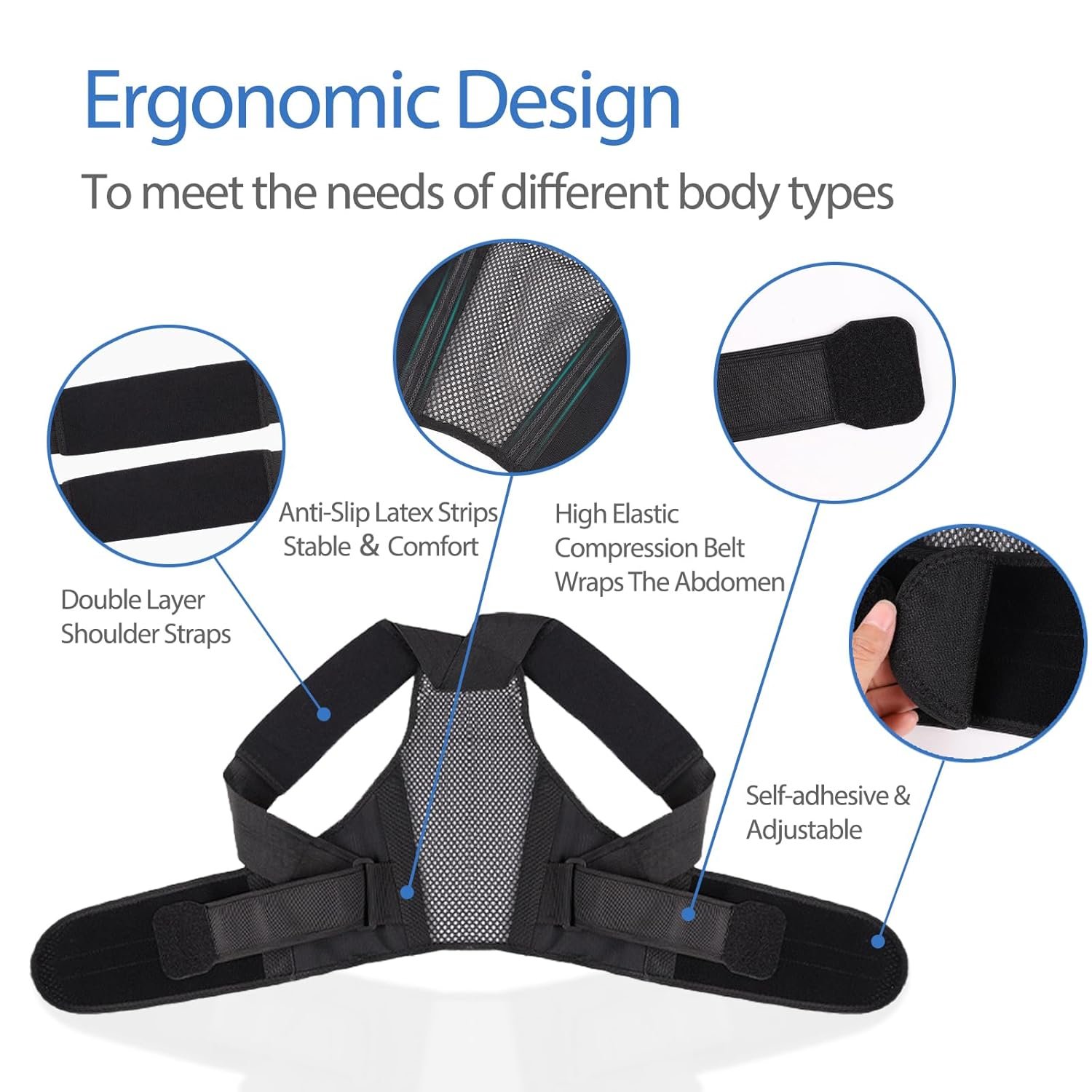 Back Brace Posture Corrector for Women and Men,Adjustable Upper Back Support,Improve Posture Support Belt for Scoliosis,Relief for Shoulder and Back Pain(XXL - Black) - Image 6