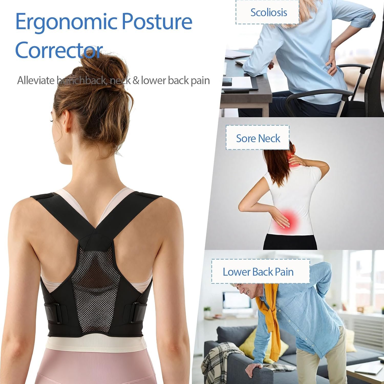 Back Brace Posture Corrector for Women and Men,Adjustable Upper Back Support,Improve Posture Support Belt for Scoliosis,Relief for Shoulder and Back Pain(XXL - Black) - Image 8