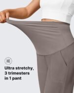 G4Free Maternity Pants Stretchy Workout Lounge Pants Over The Belly Pregnancy Joggers with Pockets - Image 6