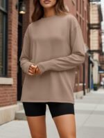 Trendy Queen Womens Spring Tops Oversized Long Sleeve T Shirts 2026 Basic Tee Fall Casual Workout Y2K Clothes - Image 3