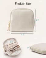 VLANDO Small Travel Jewelry Case,Bridesmaid Gifts,Jewelry Pouch Bags with Zipper,Velvet Jewelry Organizer Storage Bag for Bracelet Rings Earring-Cream White - Image 4