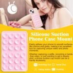 Anteel Silicone Suction Phone Case Adhesive Mount, Durable, Hands-Free Sticky Phone Holder, Upgraded Thickened and Enhanced Suction Power Sticky Phone Grip, 2.56"x3.94" (Light Pink) - Image 3