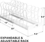 Simple Houseware Expandable Pan Organizer Rack, 10 Adjustable Compartments, White - Kitchen Cabinet Organizer for Pots, Pans, Lids & Bakeware - Pantry & Countertop Storage - Image 3