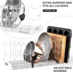 Simple Houseware Expandable Pan Organizer Rack, 10 Adjustable Compartments, White - Kitchen Cabinet Organizer for Pots, Pans, Lids & Bakeware - Pantry & Countertop Storage - Image 5