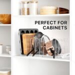 Simple Houseware Expandable Pan Organizer Rack, 10 Adjustable Compartments, White - Kitchen Cabinet Organizer for Pots, Pans, Lids & Bakeware - Pantry & Countertop Storage - Image 6