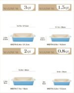 MALACASA Casserole Dishes for Oven, Porcelain Baking Dishes, Ceramic Bakeware Sets of 4, Rectangular Lasagna Pans Deep with Handles for Baking Kitchen, Blue (9.4"/11.1"/12.2"/14.7"), Series BAKE.BAKE - Image 3