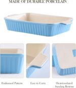 MALACASA Casserole Dishes for Oven, Porcelain Baking Dishes, Ceramic Bakeware Sets of 4, Rectangular Lasagna Pans Deep with Handles for Baking Kitchen, Blue (9.4"/11.1"/12.2"/14.7"), Series BAKE.BAKE - Image 4
