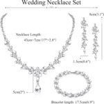 FIASASO Prom Jewelry Set Necklace Dangle Earrings Bracelet Bride Bridesmaid Crystal Bridal Jewelry Set for Wedding Rhinestone Engagement Party Prom Jewelry Set for Women - Image 3