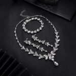 FIASASO Prom Jewelry Set Necklace Dangle Earrings Bracelet Bride Bridesmaid Crystal Bridal Jewelry Set for Wedding Rhinestone Engagement Party Prom Jewelry Set for Women - Image 7
