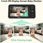 Video Baby Monitor with Camera and Audio,5'' Screen,720P,No Wifi or Free App Mode,Pan-Tilt-Zoom,Lullabies,Feeding Remind,Night Vision,VOX/ECO,2-Way Talk,1500ft Long Range,Easy Setup,30H Battery - Image 5