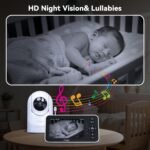 Video Baby Monitor with Camera and Audio,5'' Screen,720P,No Wifi or Free App Mode,Pan-Tilt-Zoom,Lullabies,Feeding Remind,Night Vision,VOX/ECO,2-Way Talk,1500ft Long Range,Easy Setup,30H Battery - Image 6