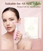 7 Color Galvanic Machines - Red Light Therapy for Face and Neck, Face Massager Tool for Wrinkles, Double Chin, Vibrating Facial Massager with Thermals, Pink - Image 6