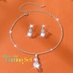 Unicra Silver Necklace Earrings Sets Rhinestone Bridal Wedding Jewelry Set Formal Prom Costume Jewelry Sets for Women and Brides - Image 3