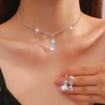 Unicra Silver Necklace Earrings Sets Rhinestone Bridal Wedding Jewelry Set Formal Prom Costume Jewelry Sets for Women and Brides - Image 6