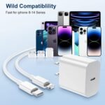 iPhone Charger Fast Charging,20W PD USB C Wall Charger 4 Pack with 6FT Fast Charging Cable - Fast Charger for iPhone 14/14 Pro Max/13/13 Pro/12/12 Pro/11/11 Pro/XS, iPad - Image 3