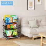 3-Tier Rolling Pantry Floor Organizer, Stackable Pantry Storage Cart with Wheels, Metal Wire Pantry Baskets, Kitchen Fruit Basket Stand, Vegetable Storage Rack for Fruits Snacks Onions Potatoes,1 Pack - Image 5
