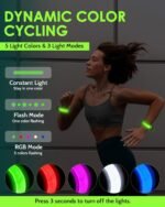 Rechargeable LED Armband 2-Pack, High Visibility Running Gear for Night Safety, 5 Colors & 3 Modes Light Up Wristbands for Night Walking, Cycling, Running Gift for Women Men Kids，White - Image 3
