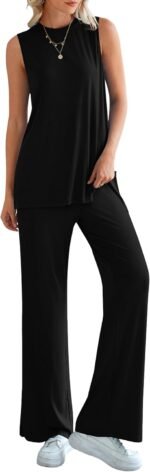 PRETTYGARDEN Women's 2 Piece Lounge Set 2026 Summer Casual Tank Top Wide Leg Pants Matching Travel Outfits Clothes Tracksuit - Image 3
