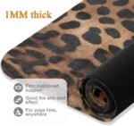 Leopard Print Yoga Mat Non Slip Natural Rubber Fitness Exercise Mat for Home Workout Gym Stretching Pilates Mats with Carrying Bag 71" x 26" - Image 5