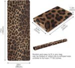 Leopard Print Yoga Mat Non Slip Natural Rubber Fitness Exercise Mat for Home Workout Gym Stretching Pilates Mats with Carrying Bag 71" x 26" - Image 6