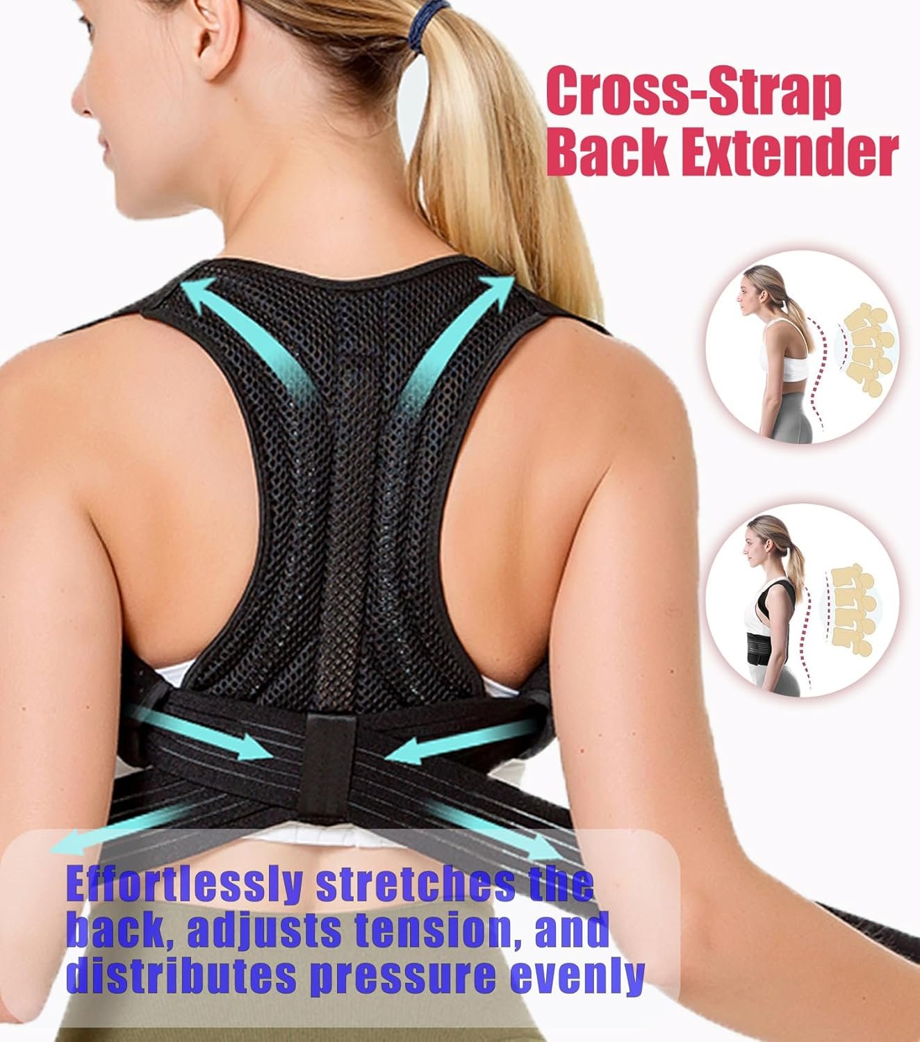 Posture Corrector for Women & Men Adjustable Lightweight Upper Back Brace Support Improve Posture Support Belt for Scoliosis Pain Relief From Shoulder Back Correct Hunchback（Black,X-Large） - Image 4