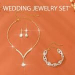 Aukmla Bridal Wedding Jewelry Set Rhinestone Necklace Earrings Bracelet Sets Crystal Prom Jewelry for Women and Brides - Image 4