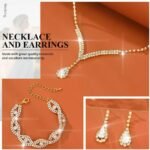 Aukmla Bridal Wedding Jewelry Set Rhinestone Necklace Earrings Bracelet Sets Crystal Prom Jewelry for Women and Brides - Image 5