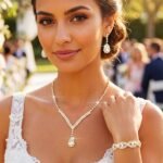 Aukmla Bridal Wedding Jewelry Set Rhinestone Necklace Earrings Bracelet Sets Crystal Prom Jewelry for Women and Brides - Image 6