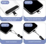 CACOE Cell Phone Lanyard 2 Pcs-1 Pcs Adjustable Neck Strap,1 Pcs Wrist Strap, 2 Pcs Pads, Universal Crossbody, Multifuctional Compatible with Most Smartphones(Black) - Image 6