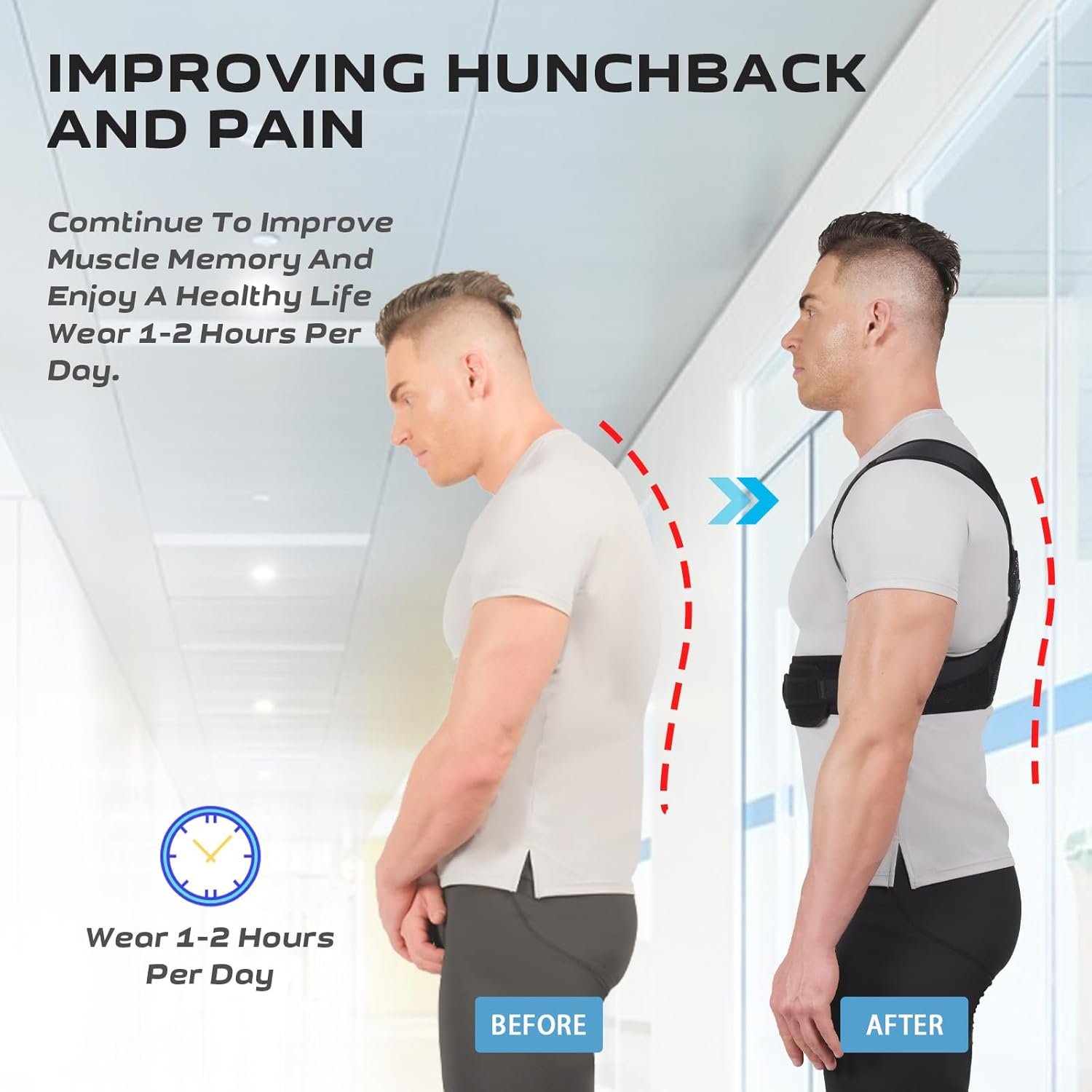 Posture Corrector Back Brace for Women and Men, Adjustable Lightweight Upper Braces Posture Corrector, Shoulder Pain Relief Under Clothes SIZE S - Image 5