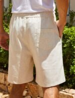 COOFANDY Men's Linen Shorts Casual 9"/ 7" Elastic Waist Drawstring Summer Beach Shorts - Image 3