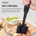 FARBERWARE Nylon Meat and Potato Masher – 5-Blade Ground Meat Chopper, Heat-Resistant to 450°F, Safe for Nonstick Cookware, Ergonomic Handle, 10-Inch, Dishwasher-Safe, Black - Image 4