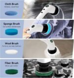 Electric Bathroom Cleaning Brush, Cordless Spin Scrubber Full Body Waterproof IPX7 with Adjustable Handle, 8 Replaceable Brush Heads for Bathtub/Kitchen/Window/Home -SD-CTB01 - Image 3