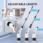 Electric Bathroom Cleaning Brush, Cordless Spin Scrubber Full Body Waterproof IPX7 with Adjustable Handle, 8 Replaceable Brush Heads for Bathtub/Kitchen/Window/Home -SD-CTB01 - Image 6